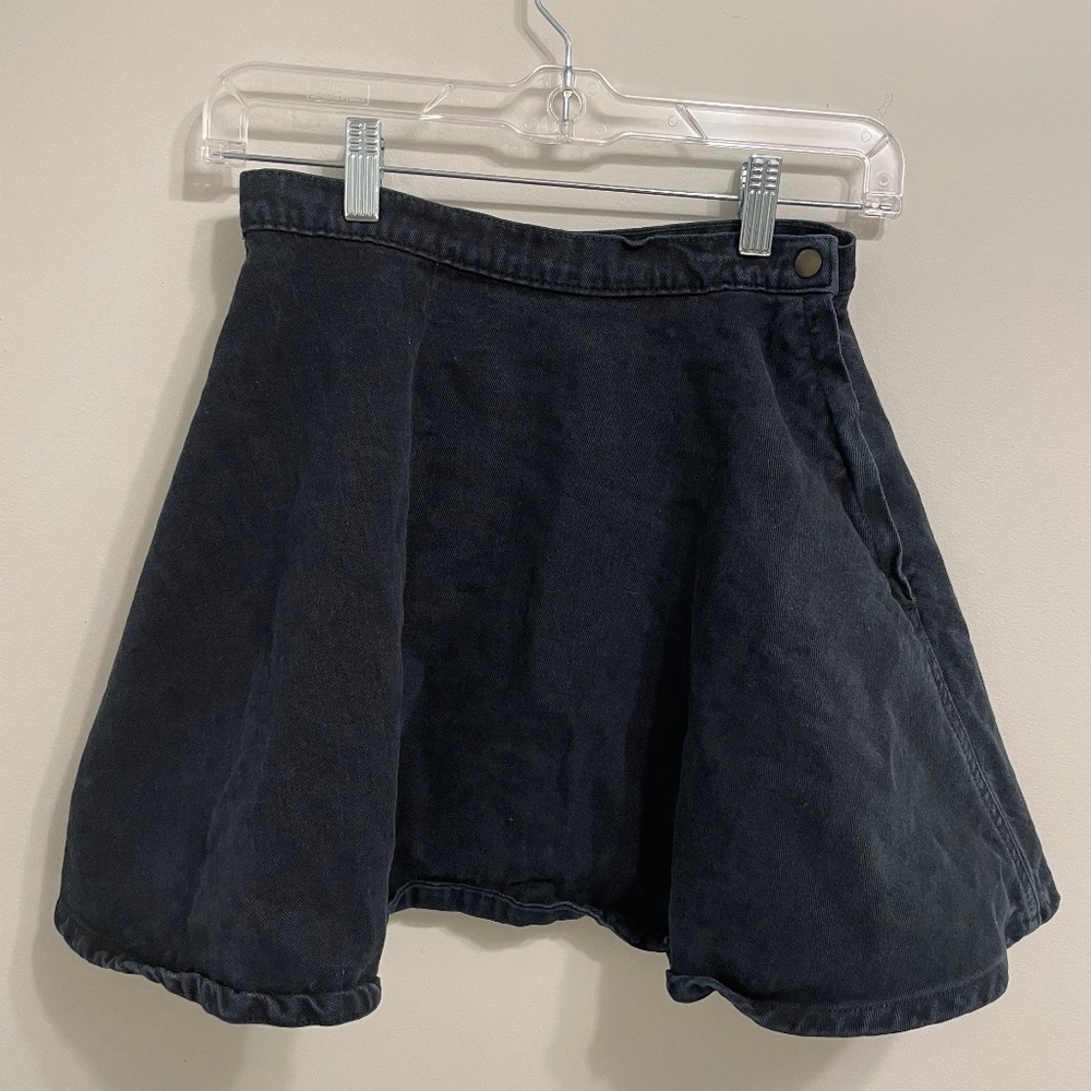 American Apparel Black Denim Circle Mini Skirt